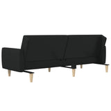 2-Seater Sofa Bed Black Fabric - Low Angle