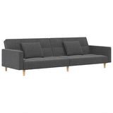 2-Seater Sofa Bed with Two Pillows Light Grey Fabric - Front View