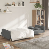 2-Seater Sofa Bed with Two Pillows Light Grey Fabric