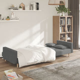 2-Seater Sofa Bed with Two Pillows Light Grey Fabric - Side View