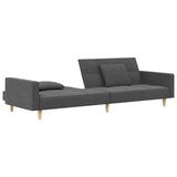 2-Seater Sofa Bed with Two Pillows Light Grey Fabric - Top-Down View