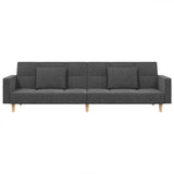2-Seater Sofa Bed with Two Pillows Light Grey Fabric