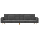 2-Seater Sofa Bed with Two Pillows Light Grey Fabric - 45-Degree Angle