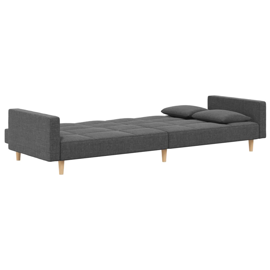 2-Seater Sofa Bed with Two Pillows Light Grey Fabric