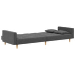 2-Seater Sofa Bed with Two Pillows Light Grey Fabric