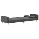 2-Seater Sofa Bed with Two Pillows Light Grey Fabric - Rear View