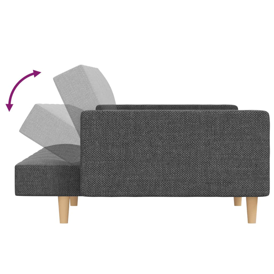 2-Seater Sofa Bed with Two Pillows Light Grey Fabric