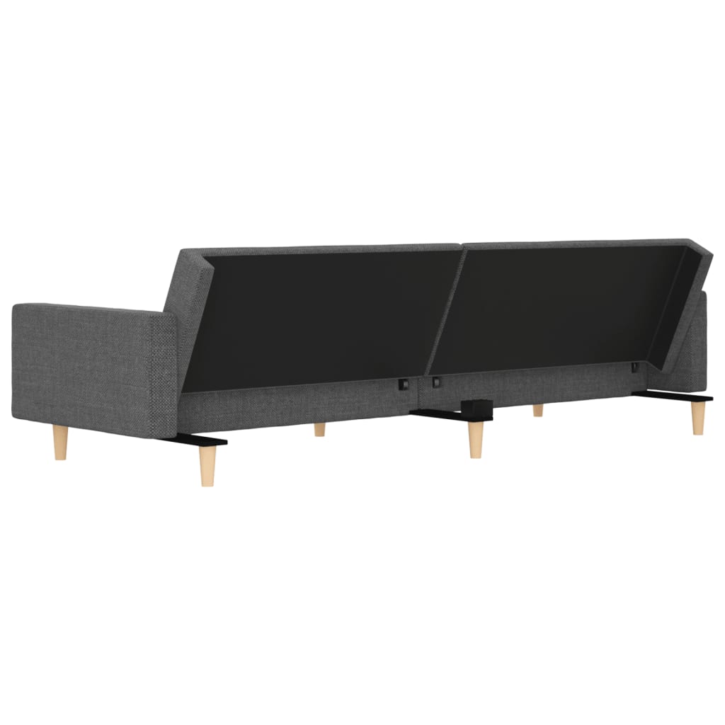 2-Seater Sofa Bed with Two Pillows Light Grey Fabric