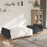 2-Seater Sofa Bed with Two Pillows Dark Grey Fabric - Side View