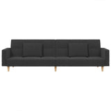 2-Seater Sofa Bed with Two Pillows Dark Grey Fabric