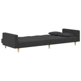 2-Seater Sofa Bed with Two Pillows Dark Grey Fabric - Rear View