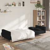 2-Seater Sofa Bed with Two Pillows Black Fabric - Side View