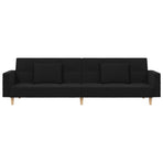 2-Seater Sofa Bed with Two Pillows Black Fabric
