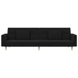 2-Seater Sofa Bed with Two Pillows Black Fabric - Top-Down View