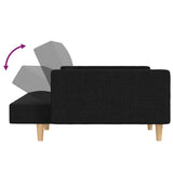 2-Seater Sofa Bed with Two Pillows Black Fabric - Low Angle