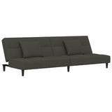 2-Seater Sofa Bed with Two Pillows Dark Grey Velvet - Front View
