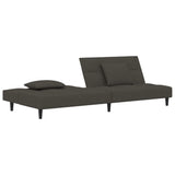2-Seater Sofa Bed with Two Pillows Dark Grey Velvet - Top-Down View