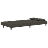 2-Seater Sofa Bed with Two Pillows Dark Grey Velvet - 45-Degree Angle
