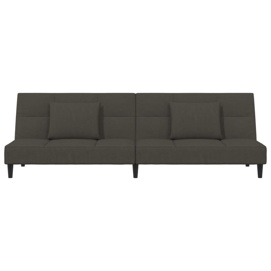 2-Seater Sofa Bed with Two Pillows Dark Grey Velvet