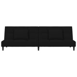 2-Seater Sofa Bed with Two Pillows Black Velvet