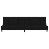 2-Seater Sofa Bed with Two Pillows Black Velvet - Top-Down View