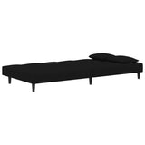 2-Seater Sofa Bed with Two Pillows Black Velvet - Rear View