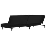 2-Seater Sofa Bed with Two Pillows Black Velvet - Low Angle