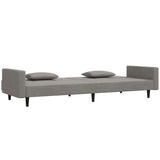 2-Seater Sofa Bed with Two Pillows Light Grey Velvet - Top-Down View