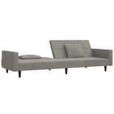 2-Seater Sofa Bed with Two Pillows Light Grey Velvet - 45-Degree Angle