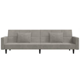 2-Seater Sofa Bed with Two Pillows Light Grey Velvet