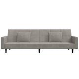 2-Seater Sofa Bed with Two Pillows Light Grey Velvet - Rear View