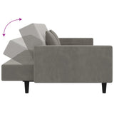 2-Seater Sofa Bed with Two Pillows Light Grey Velvet