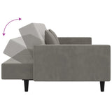 2-Seater Sofa Bed with Two Pillows Light Grey Velvet - Close-Up Angle