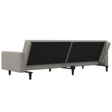 2-Seater Sofa Bed with Two Pillows Light Grey Velvet - Low Angle