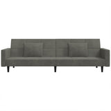 2-Seater Sofa Bed with Two Pillows Dark Grey Velvet