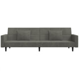 2-Seater Sofa Bed with Two Pillows Dark Grey Velvet - Rear View