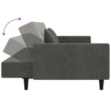2-Seater Sofa Bed with Two Pillows Dark Grey Velvet - Close-Up Angle