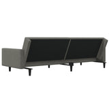 2-Seater Sofa Bed with Two Pillows Dark Grey Velvet - Low Angle