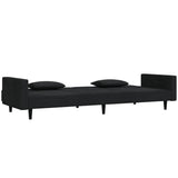 2-Seater Sofa Bed with Two Pillows Black Velvet - Top-Down View