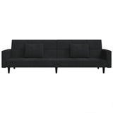 2-Seater Sofa Bed with Two Pillows Black Velvet - Rear View
