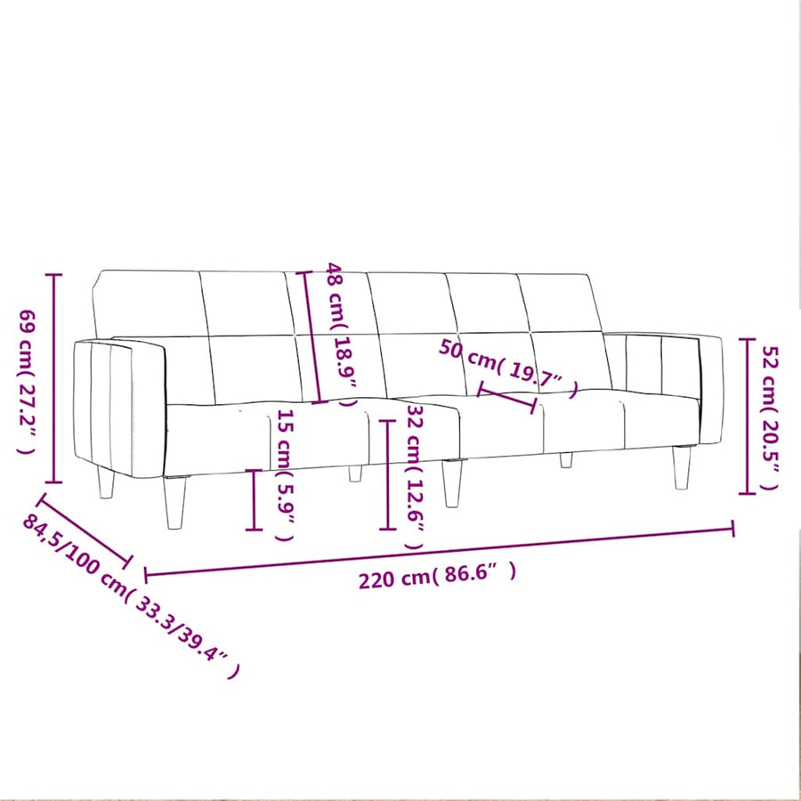 2-Seater Sofa Bed Fabric