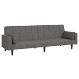 2-Seater Sofa Bed with Two Pillows Light Grey Fabric - Front View