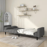 2-Seater Sofa Bed with Two Pillows Light Grey Fabric - Side View