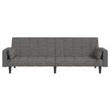 2-Seater Sofa Bed with Two Pillows Light Grey Fabric - 45-Degree Angle