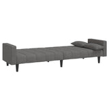 2-Seater Sofa Bed with Two Pillows Light Grey Fabric - Rear View