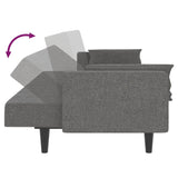 2-Seater Sofa Bed with Two Pillows Light Grey Fabric - Low Angle