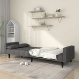 2-Seater Sofa Bed with Two Pillows Dark Grey Fabric - Side View