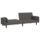 2-Seater Sofa Bed with Two Pillows Dark Grey Fabric