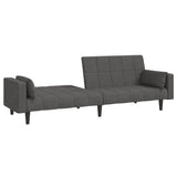 2-Seater Sofa Bed with Two Pillows Dark Grey Fabric - Top-Down View
