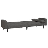 2-Seater Sofa Bed with Two Pillows Dark Grey Fabric